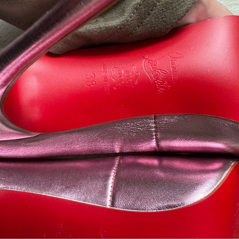 Louboutin Metallic Pink Stiletto Heels - Picture 3 of 5